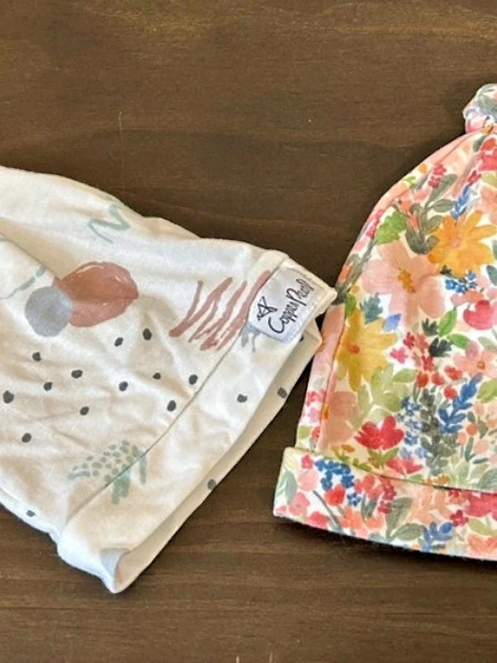 Copper Pearl Baby Beanie Top Knot Hat Bundle Stretchy Soft in Bayside & Lark